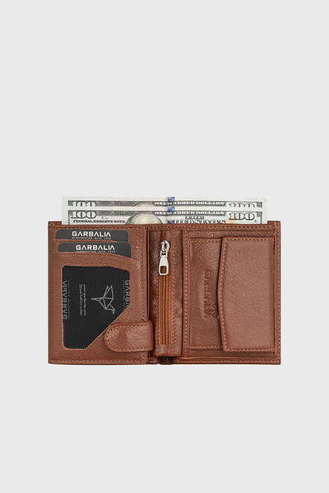 Zoozie Bags Dortmund - Tan v2 Cartera Hombre Piel Auténtica Bloqueo RFID Tostado